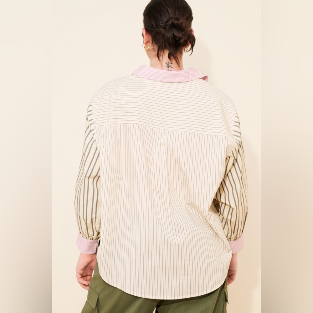 Anthropologie Pink and Cream Striped Button Down Shirt - Picture 7 of 16
